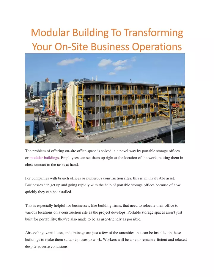 modular building to transforming your on site