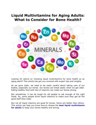 Liquid Multivitamins for Aging Adults What to Consider for Bone Health