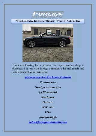 Porsche service Kitchener Ontario | Foreign Automotive