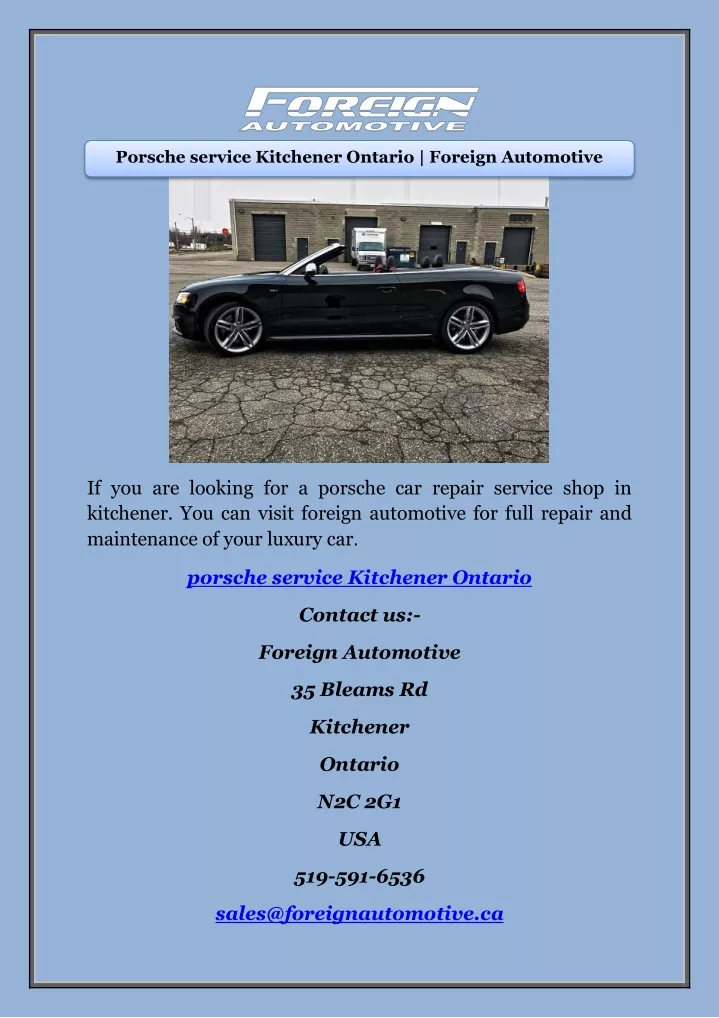 porsche service kitchener ontario foreign