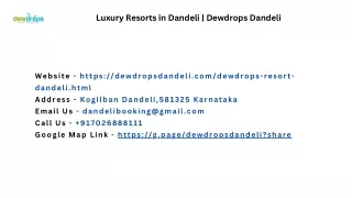 Luxury Resorts in Dandeli | Dewdrops Dandeli
