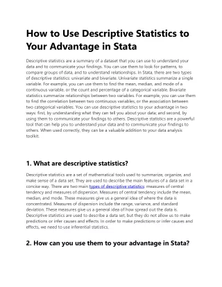 1. How to Use Descriptive Statistics to Your Advantage in Stata