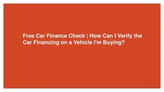 Free Car Finance Check