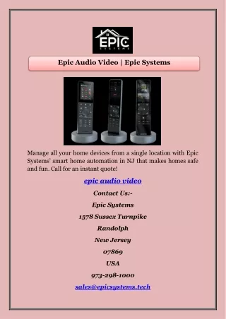 Epic Audio Video | Epic Systems