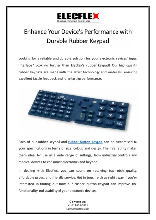 Enhance Your Device's Performance with Durable Rubber Keypad