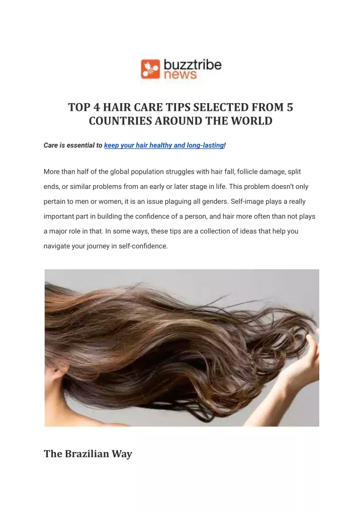 top 4 hair care tips selected from 5 countries
