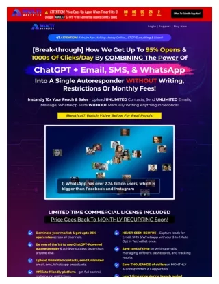 AI Multi Marketer - ChatGPT-Powered 3-In-1 Multi Channel Autoresponder For Email, SMS & WhatsApp To 10X Your Reach, Traf