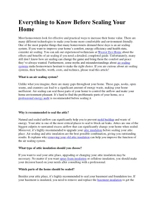 Everything to Know Before Sealing Your Home