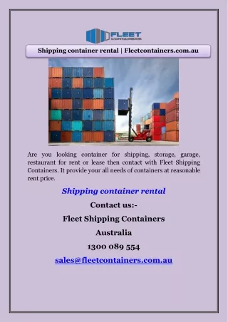 Shipping container rental | Fleetcontainers.com.au