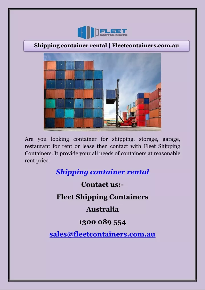 shipping container rental fleetcontainers com au