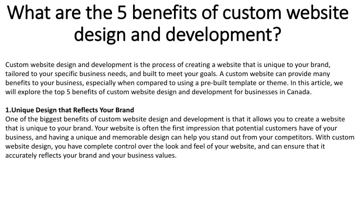 what are the 5 benefits of custom website design and development