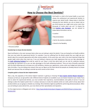 How to Choose the Best Dentists?