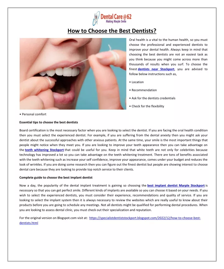 how to choose the best dentists
