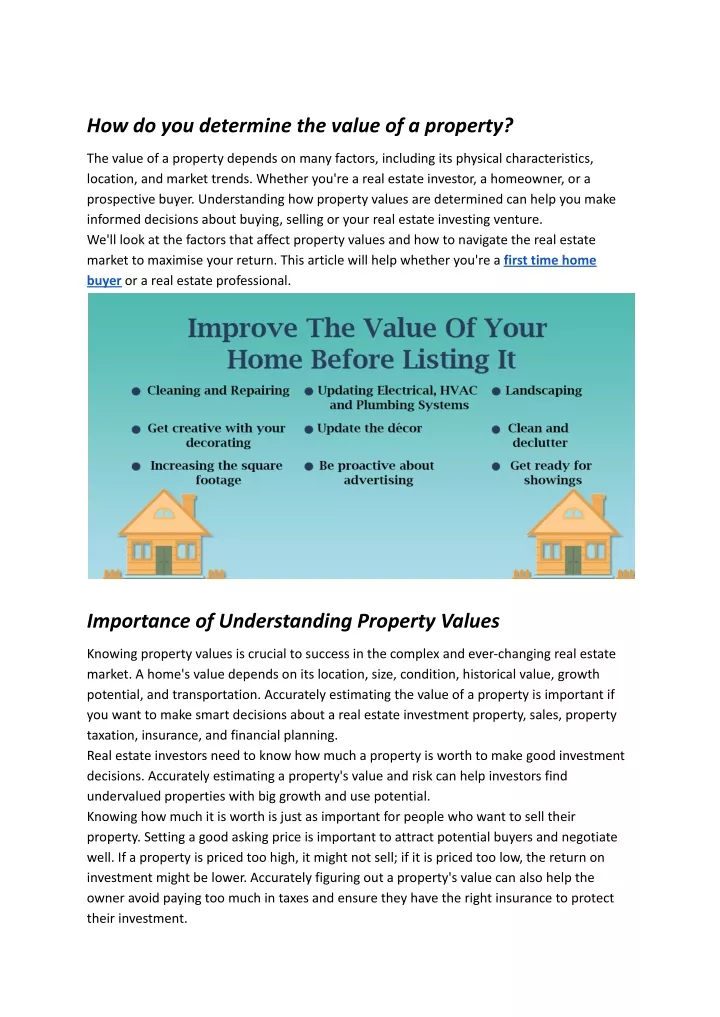 how do you determine the value of a property