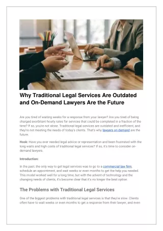 Why Traditional Legal Services Are Outdated and On-Demand Lawyers Are the Future