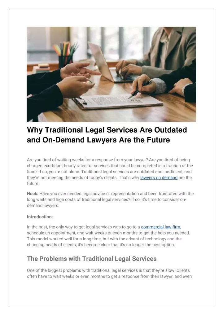why traditional legal services are outdated