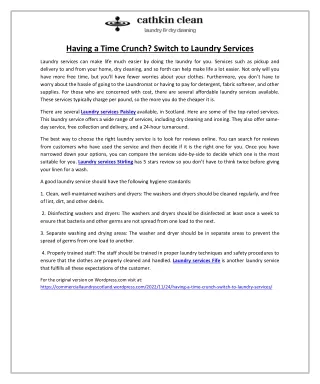 Having a Time Crunch? Switch to Laundry Services