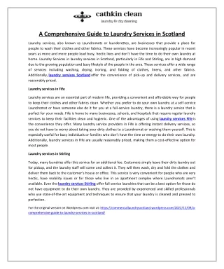 A Comprehensive Guide to Laundry Services in Scotland