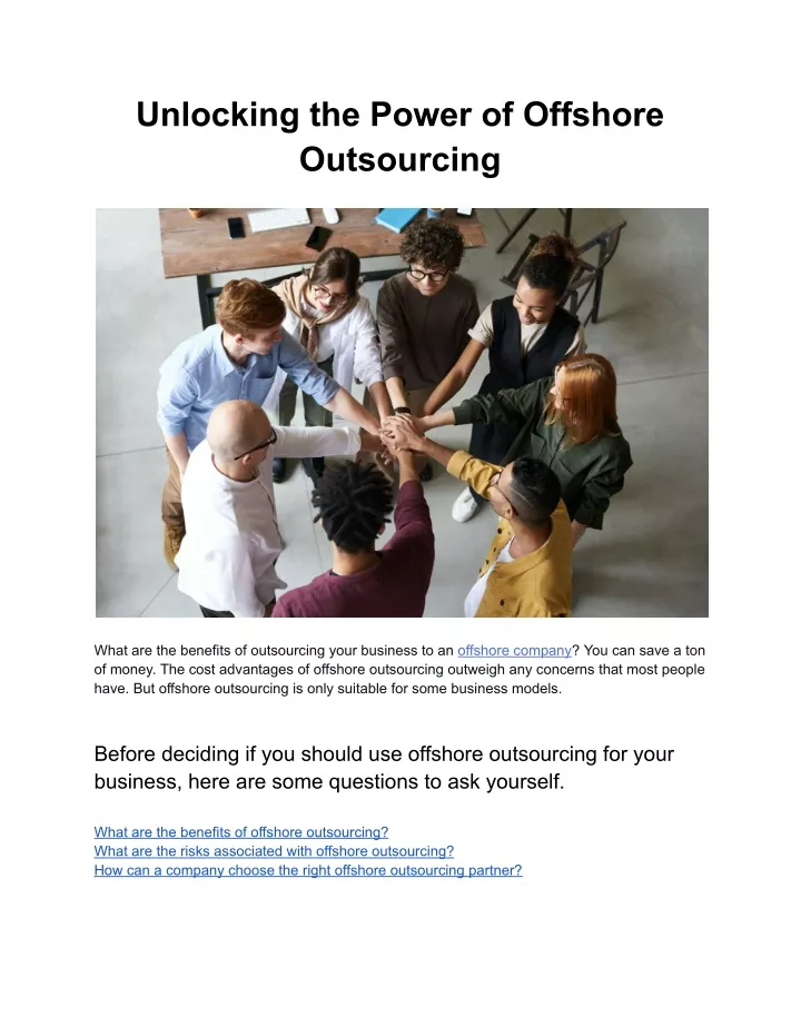 unlocking the power of offshore outsourcing