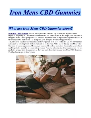 Iron Mens CBD Gummies Official - 100% Legitimate