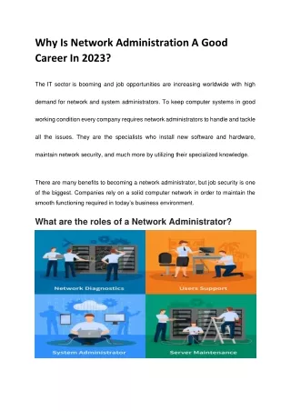 why is network administration a good career