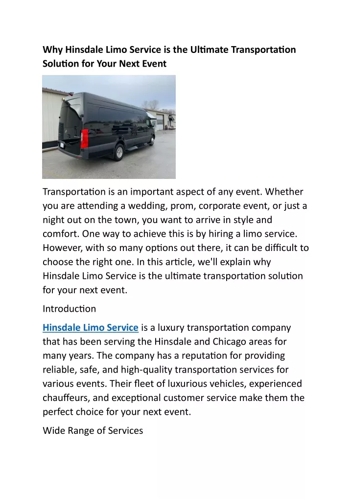 why hinsdale limo service is the ultimate