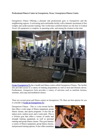Professional Fitness Centre in Georgetown, Texas - Georgetown Fitness