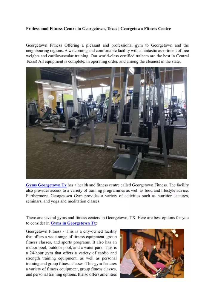 professional fitness centre in georgetown texas