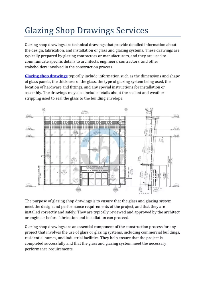 glazing shop drawings services