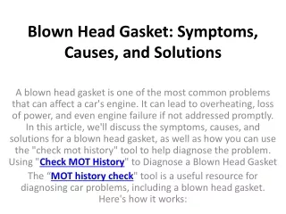 blown head gasket symptoms causes and solutions