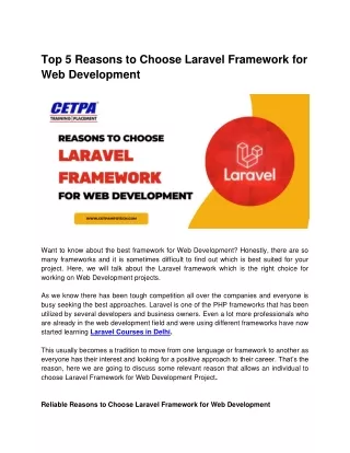 top 5 reasons to choose laravel framework