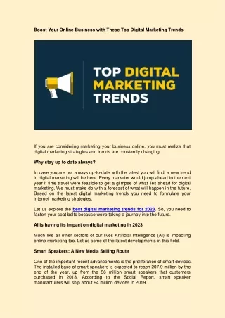 Boost Your Online Business with These Top Digital Marketing Trends