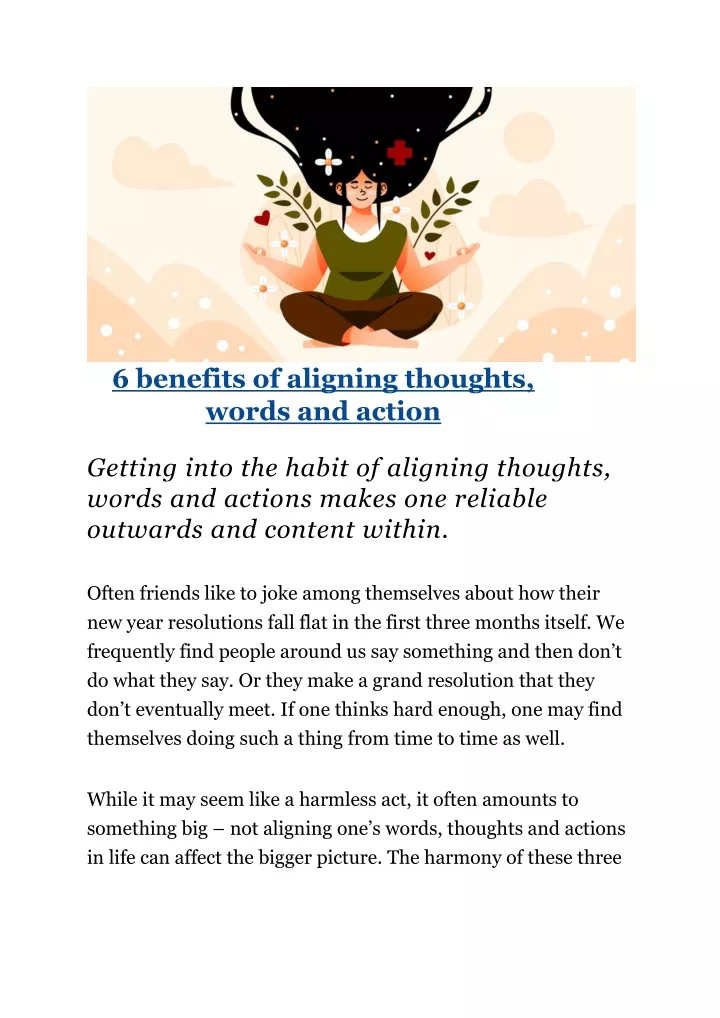 6 benefits of aligning thoughts words and action