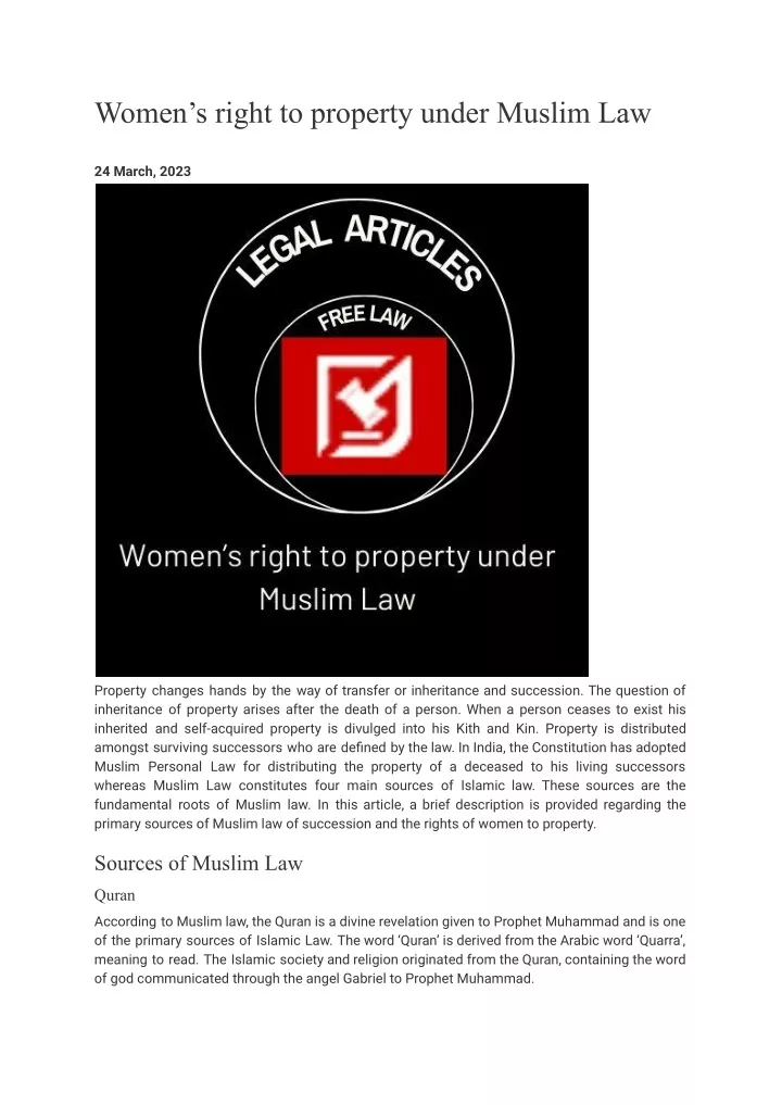 women s right to property under muslim law