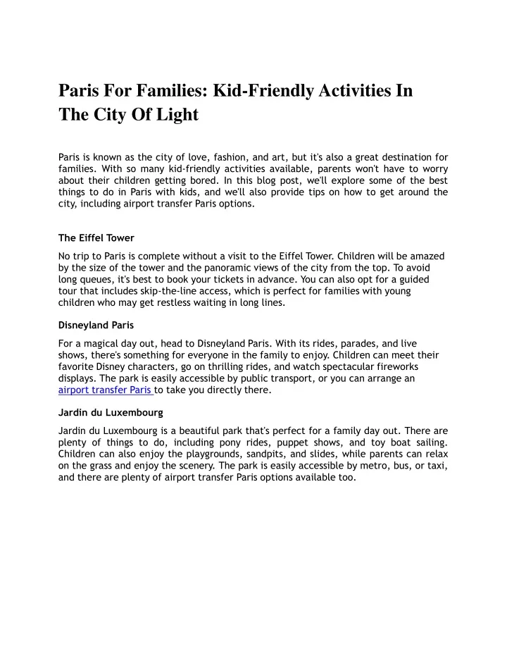 paris for families kid friendly activities