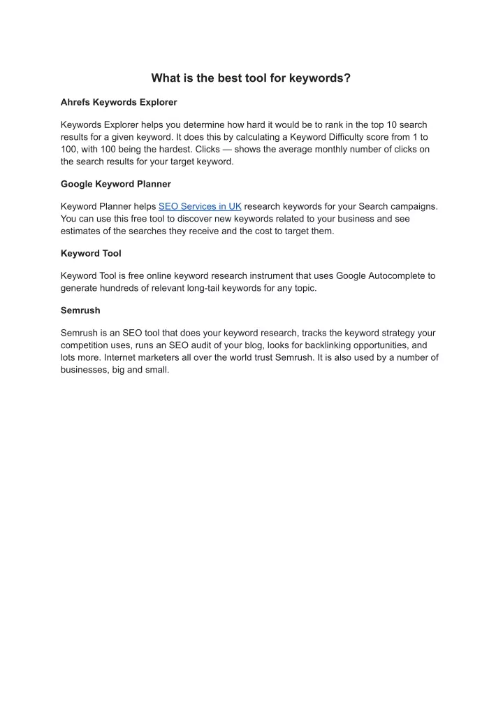 what is the best tool for keywords