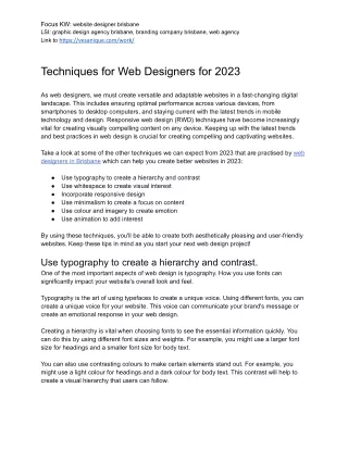 Techniques for Web Designers for 2023