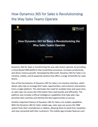 how dynamics 365 for sales is revolutionizing