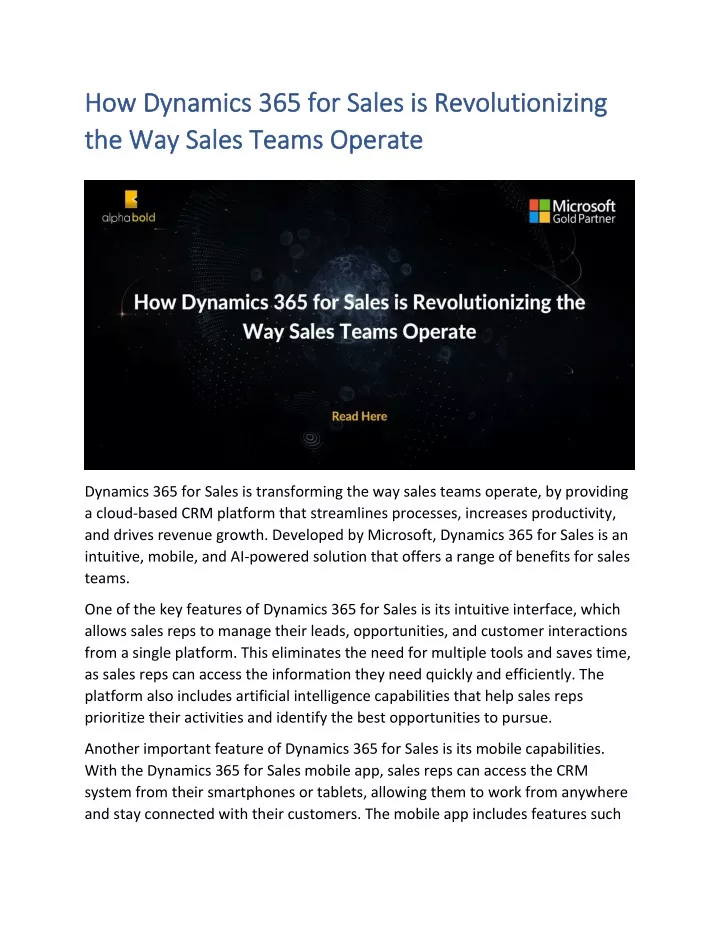 how dynamics 365 for sales is revolutionizing