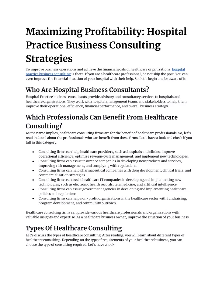maximizing profitability hospital practice