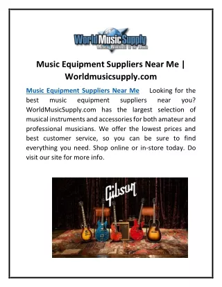 Music Equipment Suppliers Near Me | Worldmusicsupply.com