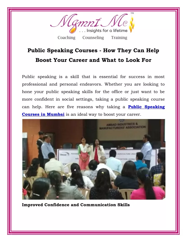 public speaking courses how they can help