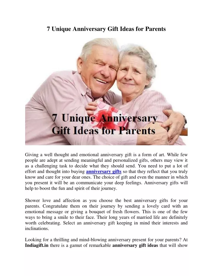 7 unique anniversary gift ideas for parents