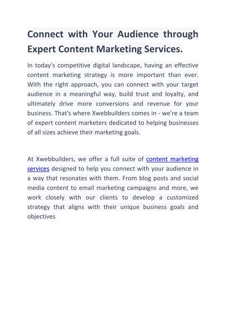 connect with your audience through expert content