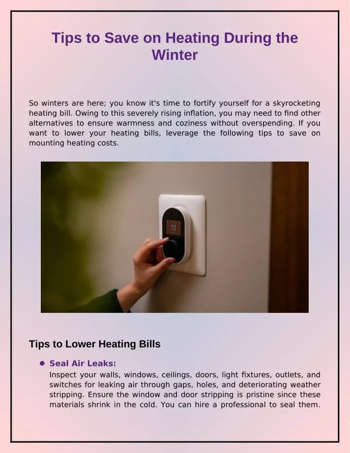 tips to save on heating during the winter