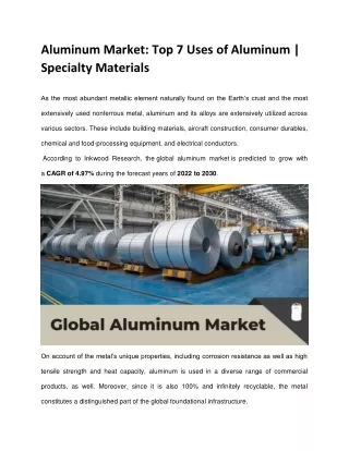 Aluminum Market: Top 7 Uses of Aluminum | Specialty Materials