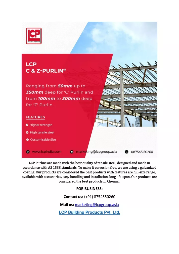 lcp purlins are made with the best quality