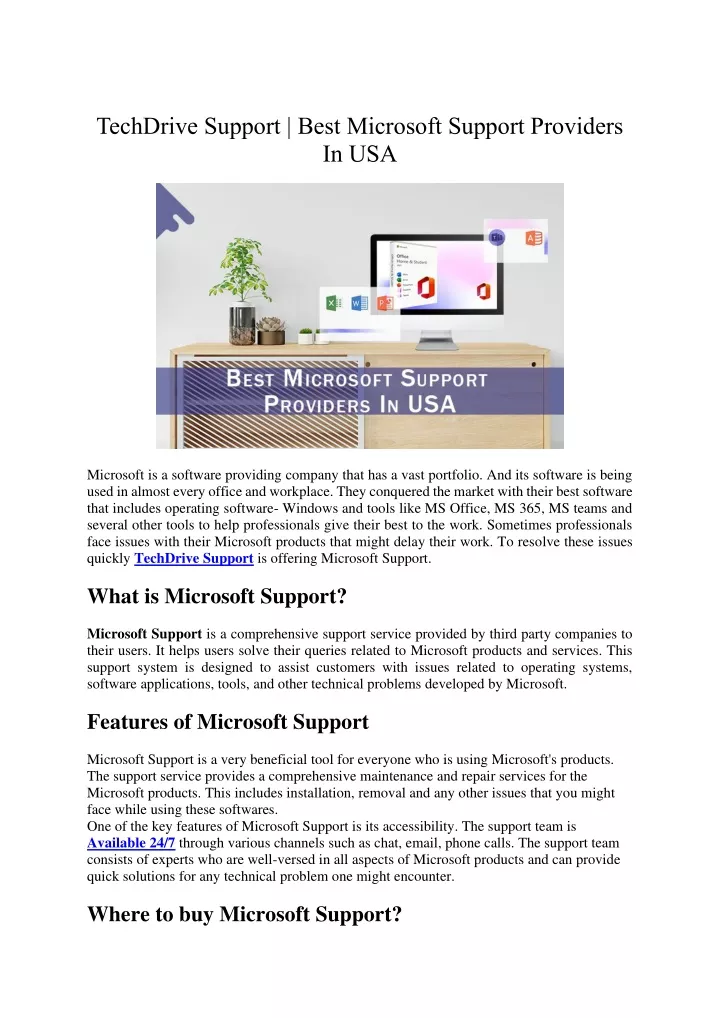 techdrive support best microsoft support