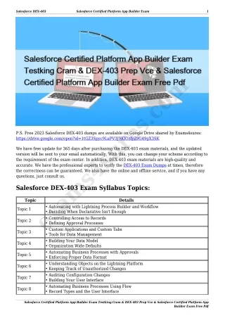 Salesforce Certified Platform App Builder Exam Testking Cram & DEX-403 Prep Vce & Salesforce Certified Platform App Buil