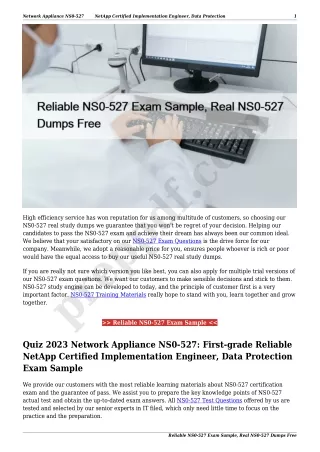Reliable NS0-527 Exam Sample, Real NS0-527 Dumps Free